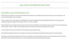 Bulletin D’information Août 2022
