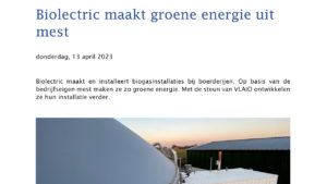 Nieuws - Biolectric maakt groene energie uit mest - Thumbnail