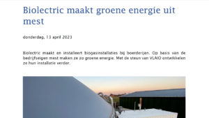 Nieuws - Biolectric maakt groene energie uit mest - Thumbnail